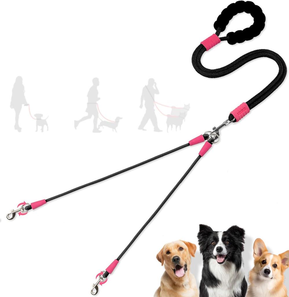 Dog Lead with Two Prongs for Small Worn Over the Shoulder or Shoulder for Small and Can Tow Two Dogs with One Highly Functional Pet Towing Prevents