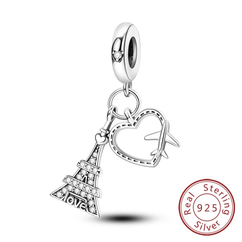 New 925 Silver Charm Airplane Camera Suitcase Love Travel Life DIY Beads Fit Original Charms Bracelet Jewelry