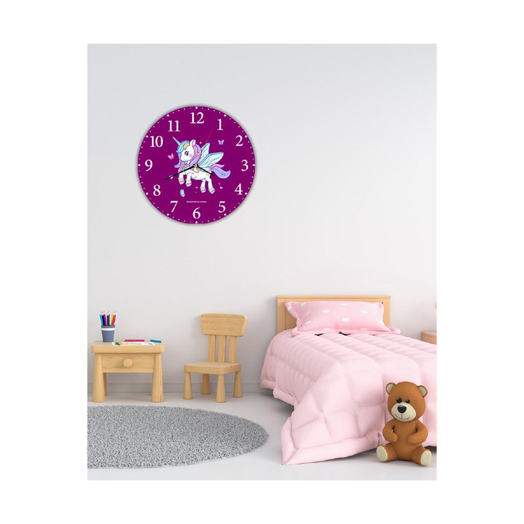 Accessory Unicorn Children Decorative Wooden Wall Clock 33x33