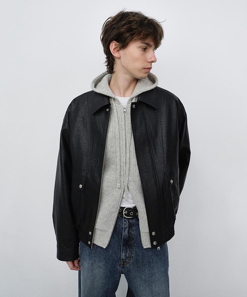 DUNST FOR MEN Leather Zip-Up Blouson_Unisex_Udju6C105_Black