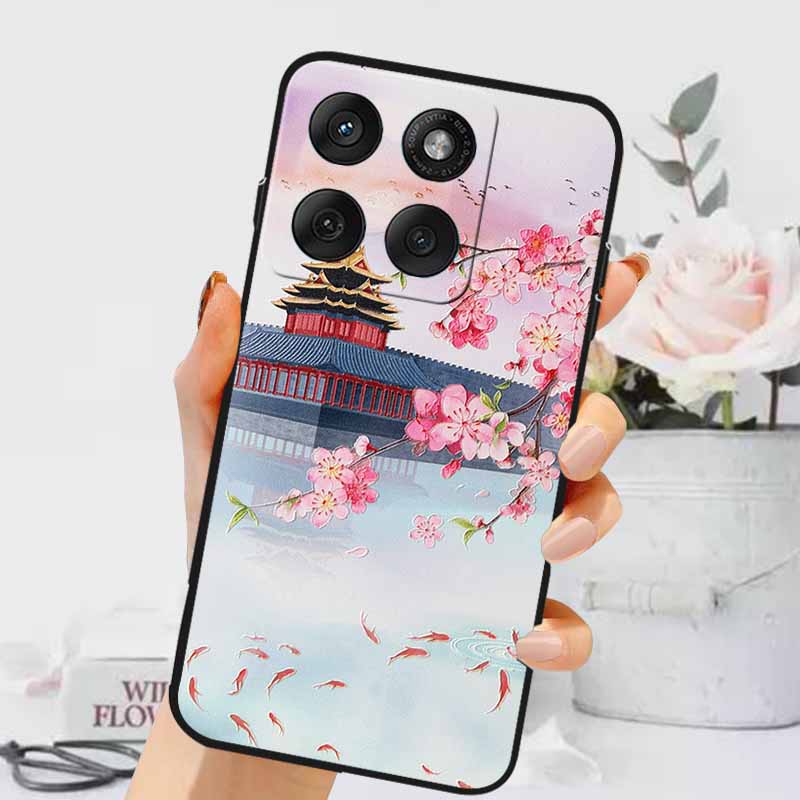 3D Тисненые Чехлы Для Edge 60 Fusion / Edge 60 Pro Рельефные Тисненые Ретро Силиконовая Задняя Крышка Для Edge 60 Stylus Черный Funda 60 Pro