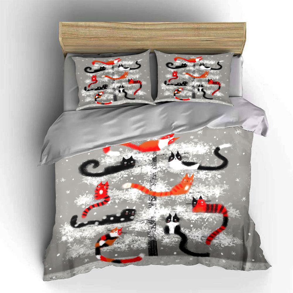 Christmas Cartoon Pattern Set Bedding Duvet Cover Set Duvet Cover Pillowcases (1*Duvet Cover 2*Pillowcases, without duvet insert)