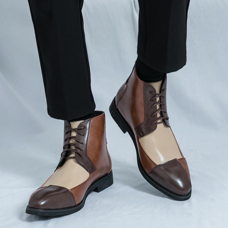 Осенняя британская мужская молодежная мода высокие остроносые кожаные туфли мужские корейская версия тренд стилист Чжунбан Мартин короткие ботинки
