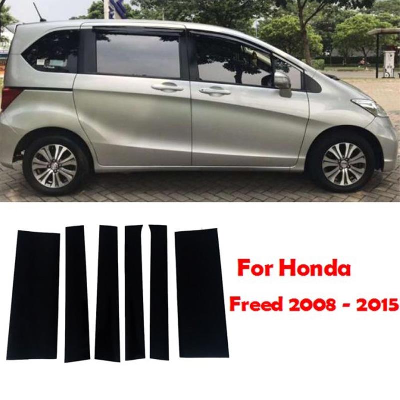 6pcs Car Window Door Column B C Pillar Post Trim Cover Glossy Black PC Stickers Accessories for Honda Freed GB3/GB4/GP3 2008-2016