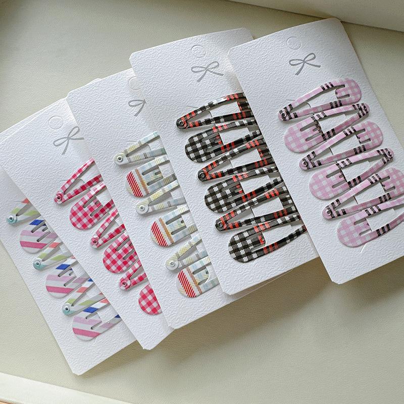 12 шт. Модная детская простая заколка для волос, милая клетчатая заколка для челки и боковых прядей, набор заколок, головной убор, аксессуары для волос, подарок-заколка