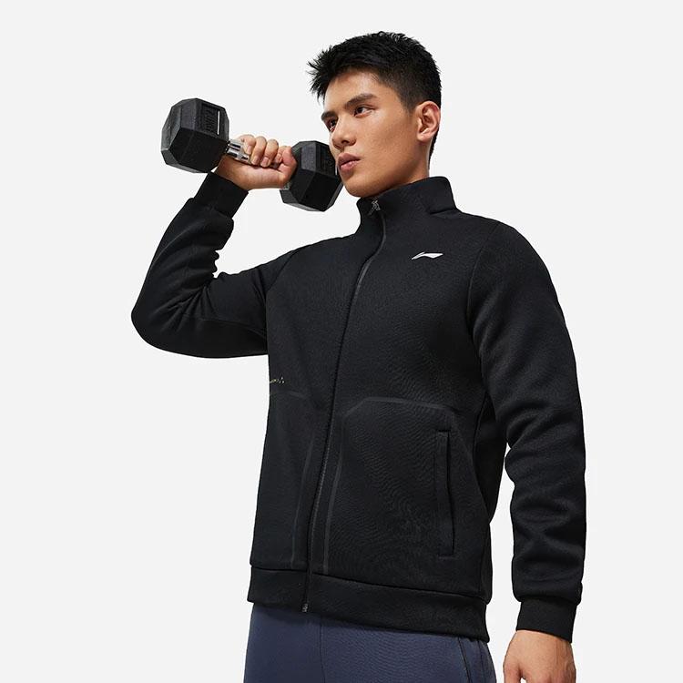Li-Ning Обычная толстовка с открытым воротником Мужские толстовки Черные AWDT437-1