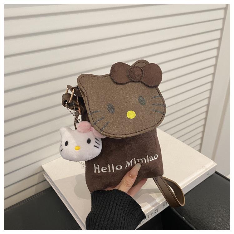 Mobile Phone Bag For Girls, Cute Girl, Retro Leopard Print Cat, Children And Girls Cross Body Bag