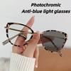 Fashion Cat Eye Frame Eyeglasses Photochromic Blue Light Blocking Glasses Women Men Fashion Metal Optical Spectacles Eyewear