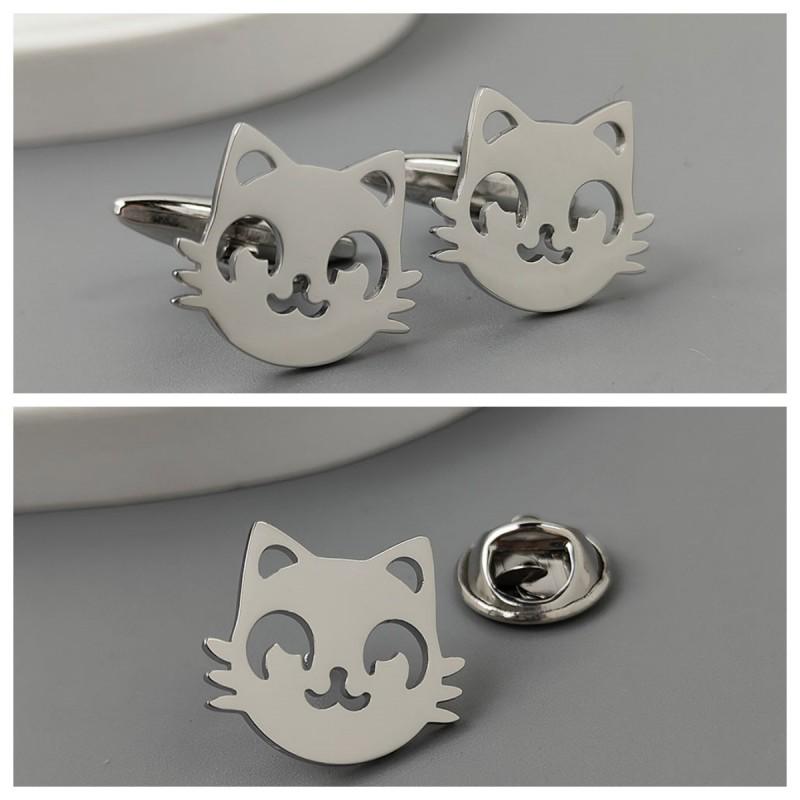 Cat Brooch Cufflinks Cute Exquisite Korean Design High-end Light Luxury Clothing Accessories