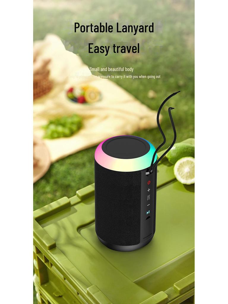 High-Power Portable Bluetooth Speaker with Colorful Subwoofer and Karaoke Functionality