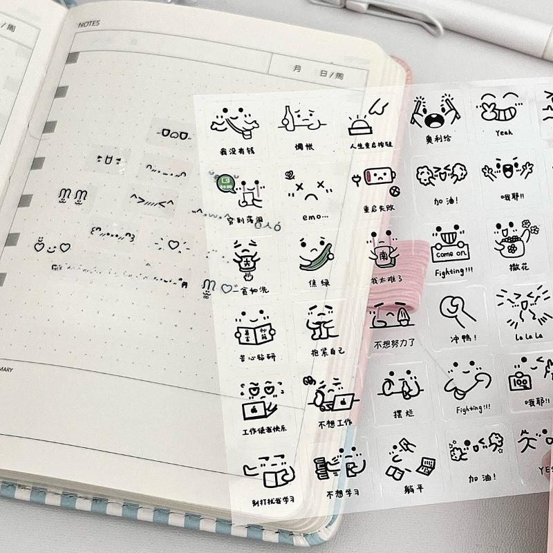 10 шт. Случайные Милые Выражения Наклейки для Скрапбукинга Корейская Мода Прозрачные Эмодзи Наклейки для Журналинга DIY Декор Наклейки Подарок Ребенку