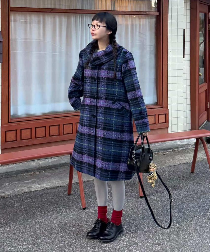 FUNFROMFUN Sailor Collar Overfit Coat, Navy