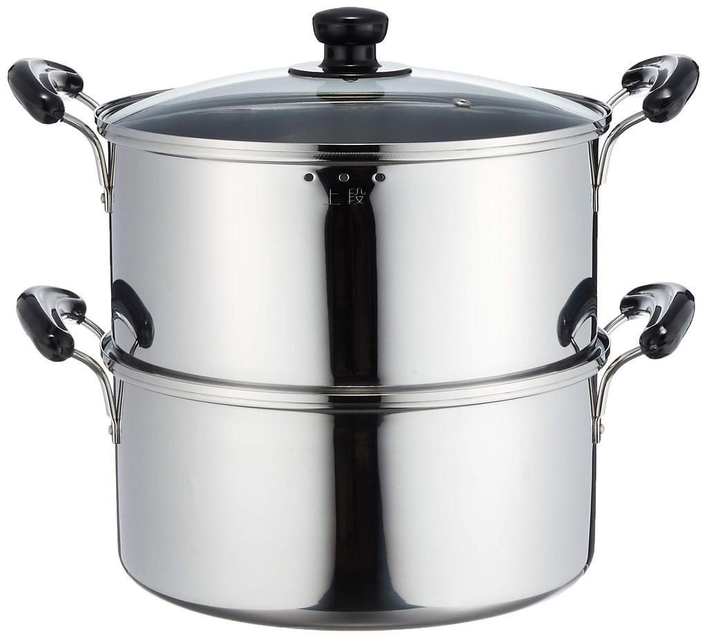 Пароварка Danran из нержавеющей стали со стеклянной крышкой, глубокая, 2 уровня, 28 см, H-4795