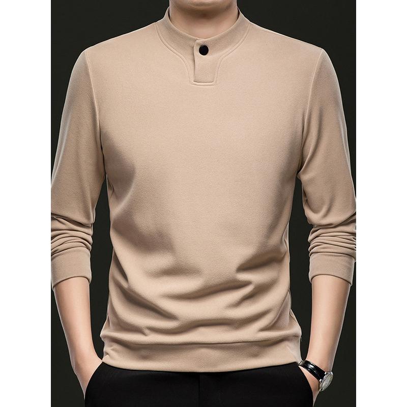 Live Streaming Cross-Border Hot-Selling Middle-Aged Men's Double-Sided De Velvet Sweatshirt Long Sleeve T-Shirt Autumn Winter Thickened Top Base