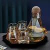 Set Glass Pitcher And 4 Glass Cups Heavy Duty Water Pitcher With Sphere Wooden Lid Geometric Design Drinking Cups Drink Carafe For Cold Beverges Drink