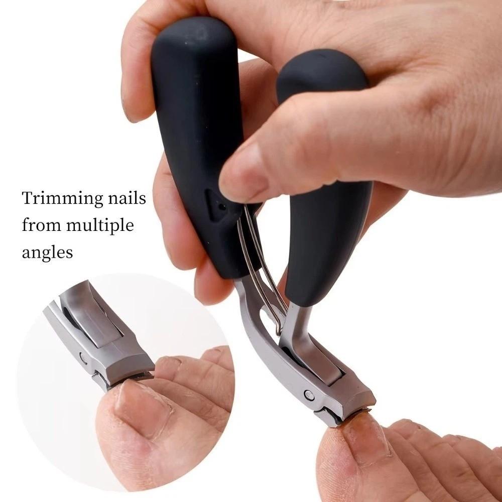 Stainless Steel Curved Cuticle Trimmer Angled Head Toenail Clippers  For Thick Nail Clippers