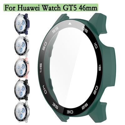 Для Huawei Watch GT5 46 мм защитный чехол 2-в-1 защитный чехол с защитным стеклом для экрана корпус часов с закаленным стеклом