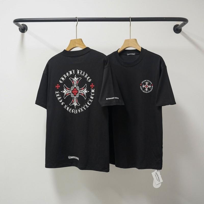 Unisex Cotton T-Shirt With Embroidered Cross Sanskrit Print Loose Fit Short Sleeve Tee