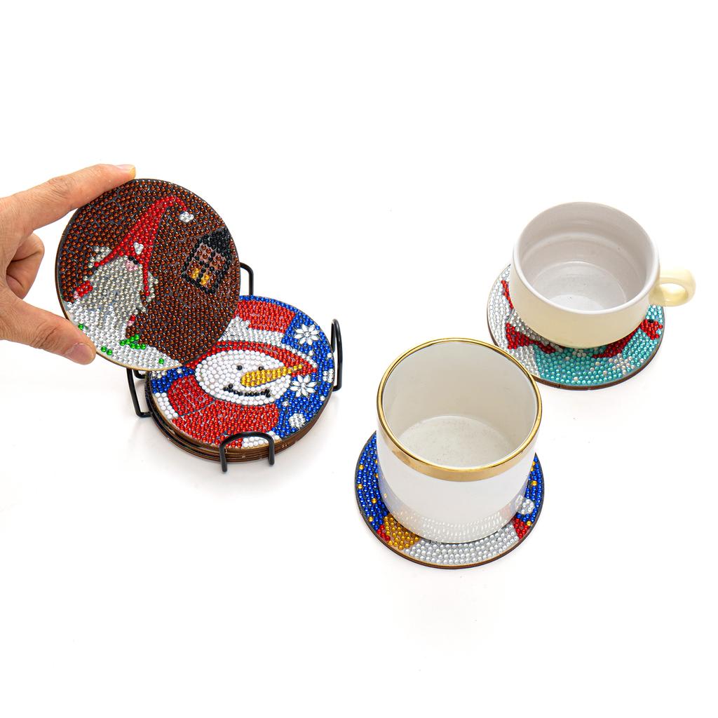 Рождественские подставки с алмазной краской «сделай сам», упаковка из 6 керамических подушек для стеклянных чашек для напитков, нескользящий стол «сделай сам»