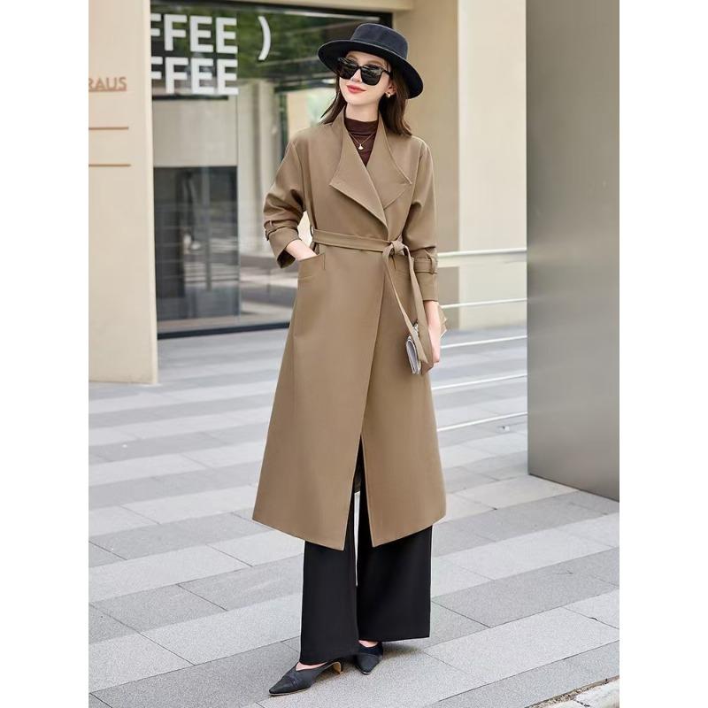 Длинное пальто-ветровка для женщин, новый стиль весны и осени, популярный темперамент и элегантное пальто этого года