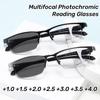 Men Half Frame Business Photochromic Presbyopia Glasses Anti-Blue Light Far Sight Glasses Progressive Multifocal Reading Glasses