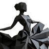 Геометрическая граненная фигурка танцовщицы, 3D-печатная черная статуэтка балерины, современная скульптура балерины для декора домашней полки стола