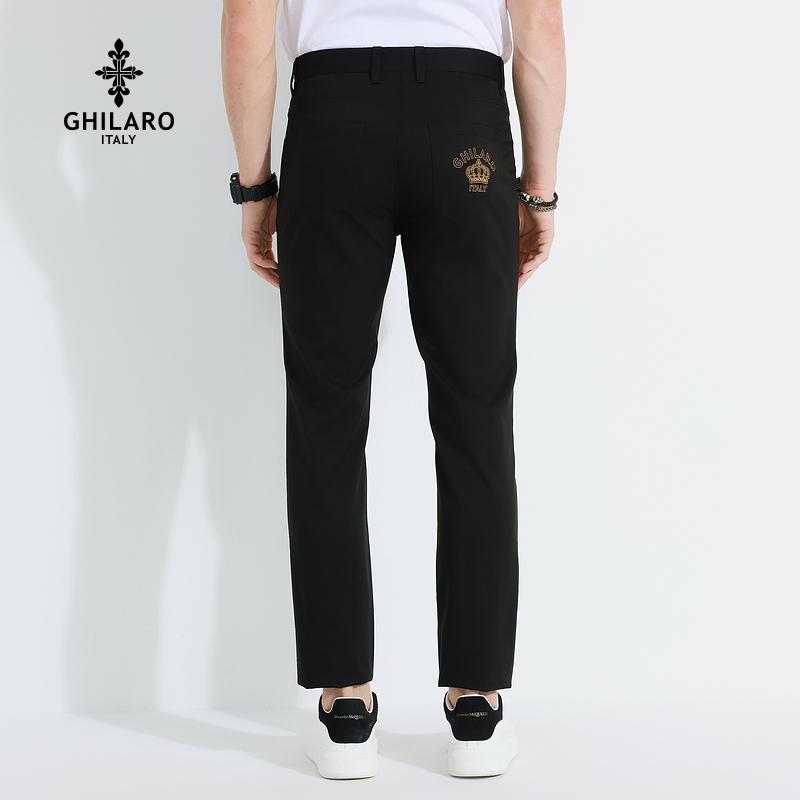 Spring and summer men's embroidered crown five pocket versatile casual pants