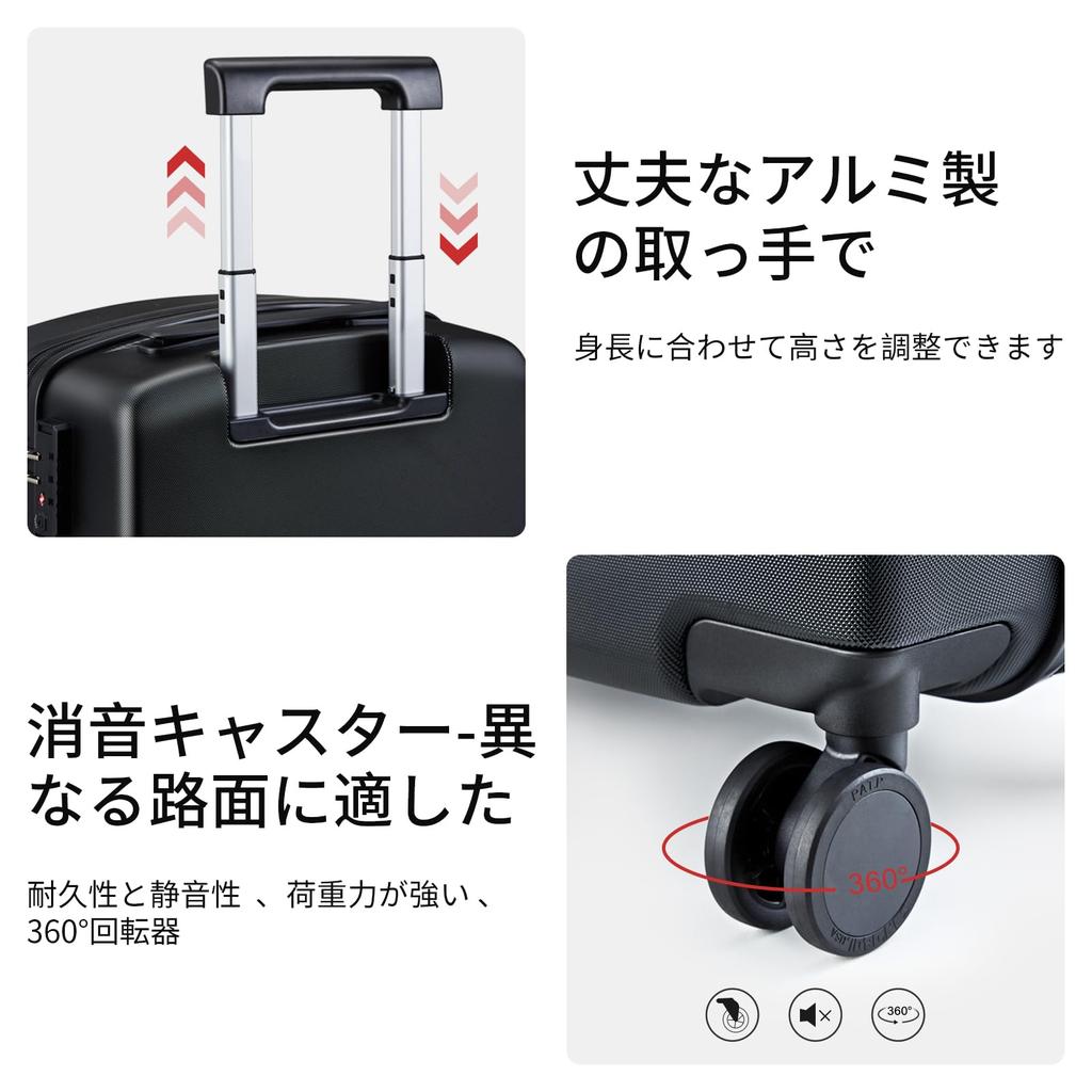 Carry S and Small Carry Silent for 2 Nights and 3 Casters That Can Rotate Sturdy and PC Material [Hanke] 16-inch Case, Size, Ultra-light Suitcase,