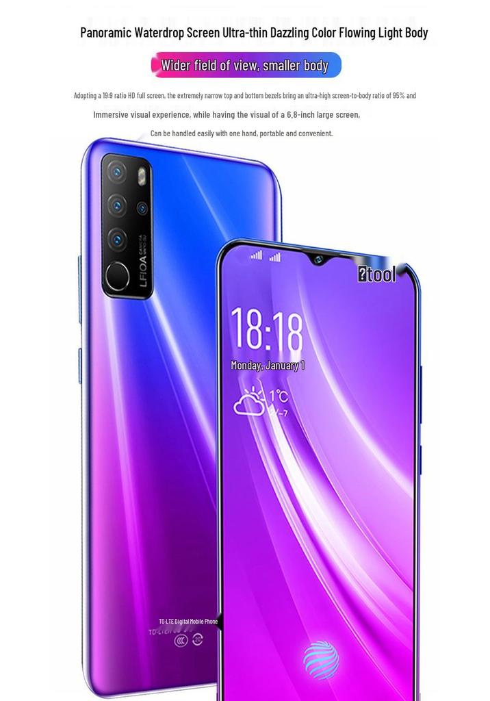 5G-смартфон с двумя SIM-картами 6,8 дюйма, 512 ГБ – Идеально подходит для игр, студентов и пожилых людей