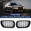 1Pair Car Front Kidney Grills Gloss Black Double Slat Hood Grill for BMW 3 Series E46 2002-2005 Racing Grille Car Replacement
