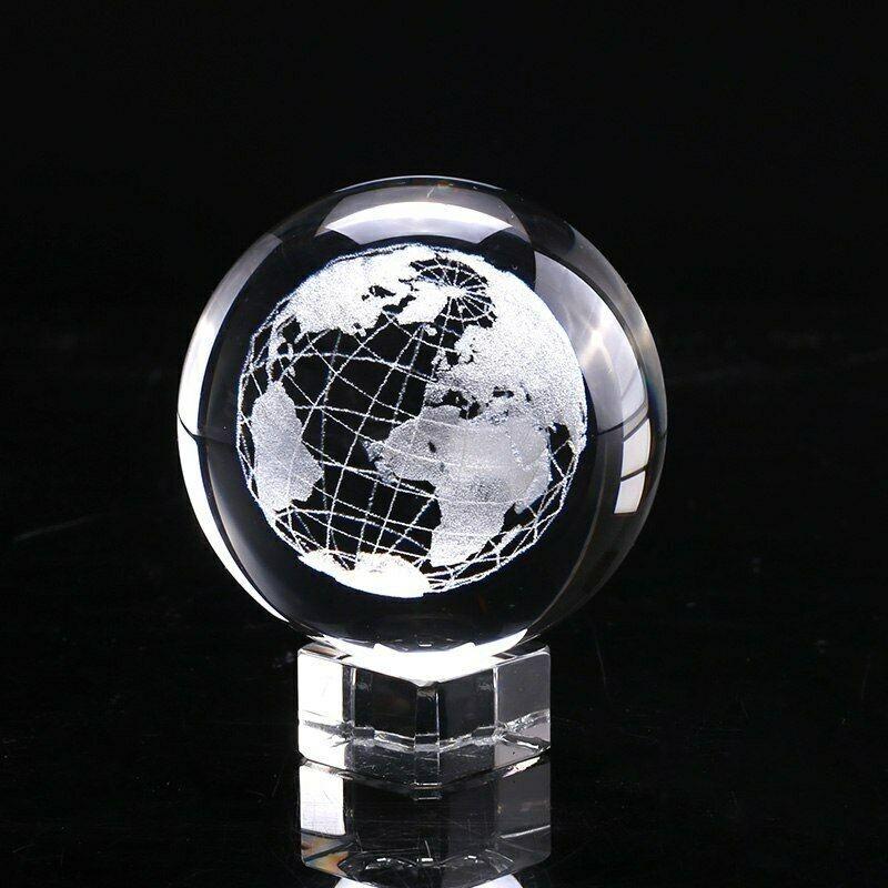 Crystal 60mm 3d Ball Glass Laser Engraved Miniature Sphere Home Gift Decor