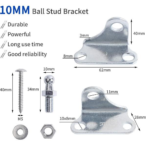 OTUAYAUTO YAQLS06 Угловые кронштейны крепления газовых упоров - Шаровая опора 10 мм с винтами (Пакет из 4)