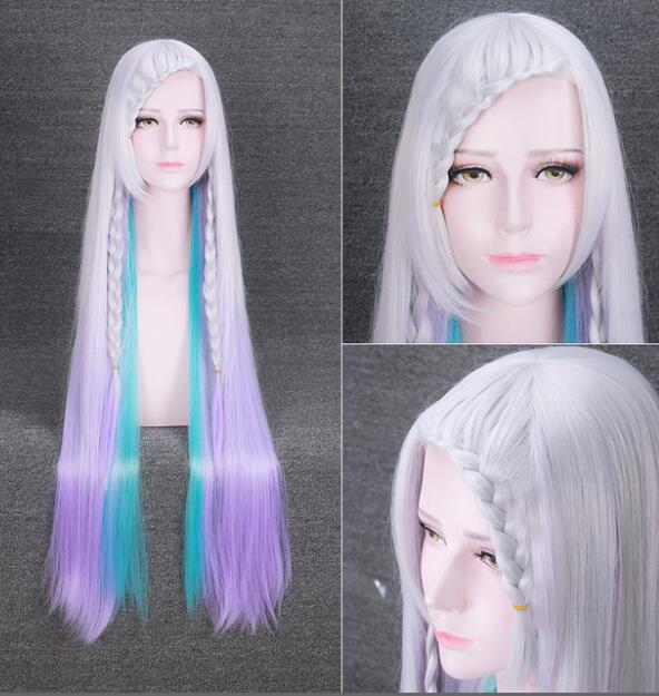 Длинный прямой парик с косой, 100 см, аниме Sword Art Online Yuna, косплей костюм SAO, термостойкие синтетические волосы, женские парики для косплея