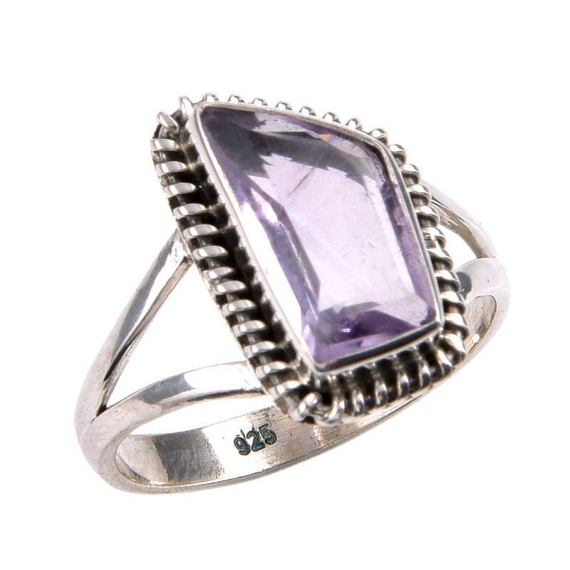 Natural Pink Amethyst Gemstone Handmade 925 Solid Silver Jewelry Ring S.8.5 A4d94