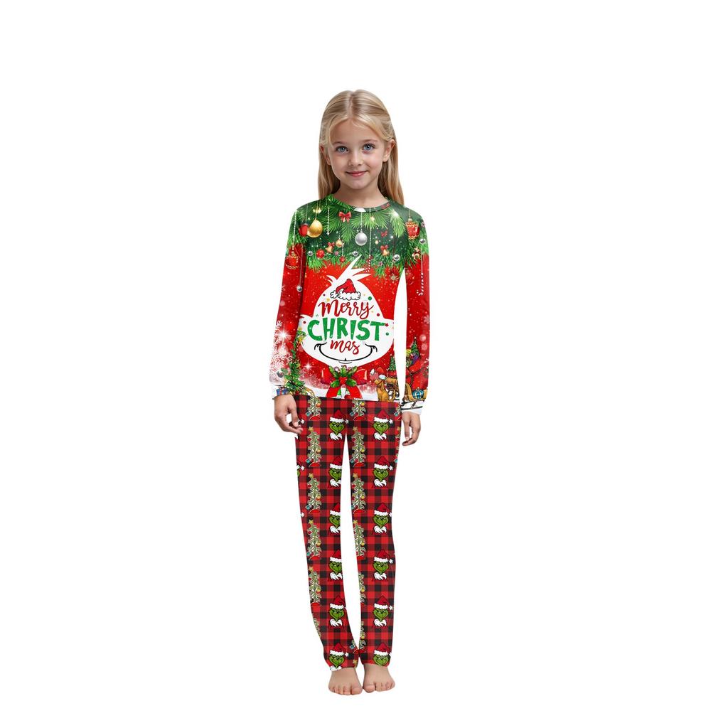 Christmas Prints Family Matching Long Sleeve Tops+Pants Set Family Matching Sets
