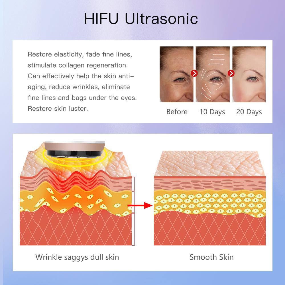 4-In-1 Face Massager Facial Lifting Device HiFu Ultrasound RF EMS Vibration Facial Beauty Device Face Neck Lifting Tightening Anti Wrinkle Skin Care