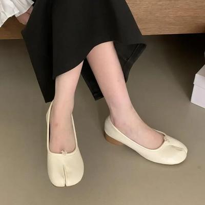 IPPEUM Туфли с раздельным носком Золотые Женские Мэри Джейн Балетки Туфли Кожаные Платье Летние Серебристые Балетки