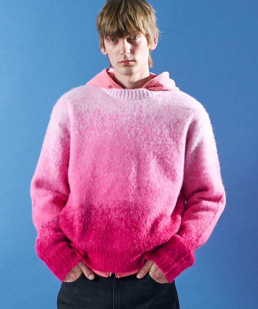 MOONSUN M.C Unisex, Gradation Hairy Knit / Pink