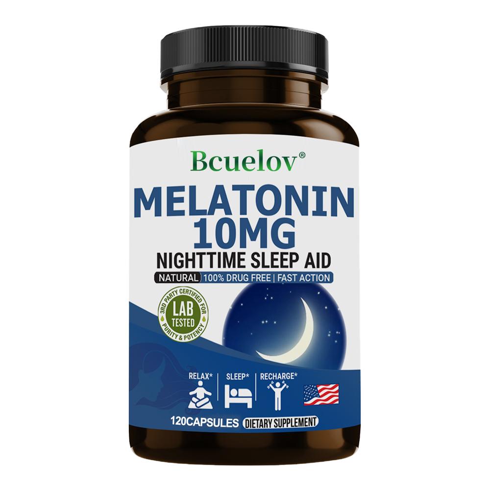 Капсулы с мелатонином Bcuelov 10 мг Снимают эмоциональное напряжение и улучшают засыпание 120 капсул