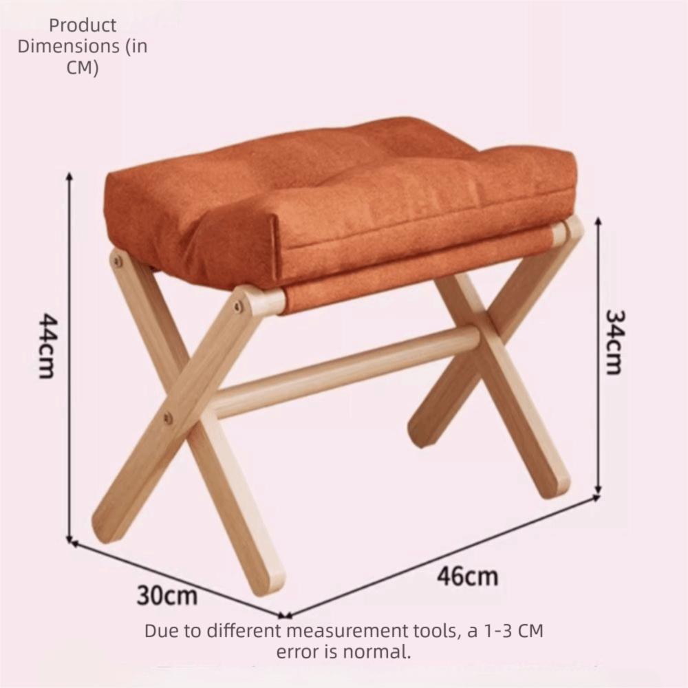 Cotton-filled Cushion Footstool Compact Design Folding Stool Shoe Changing Stool Entryway Use