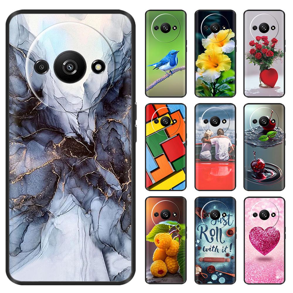 Phone Case For Xiaomi Redmi A3 A3X RedmiA3 Poco C61 PocoC61 Soft Black Silicone Bumper Shockproof Shell Back Cover Carcasa Cases