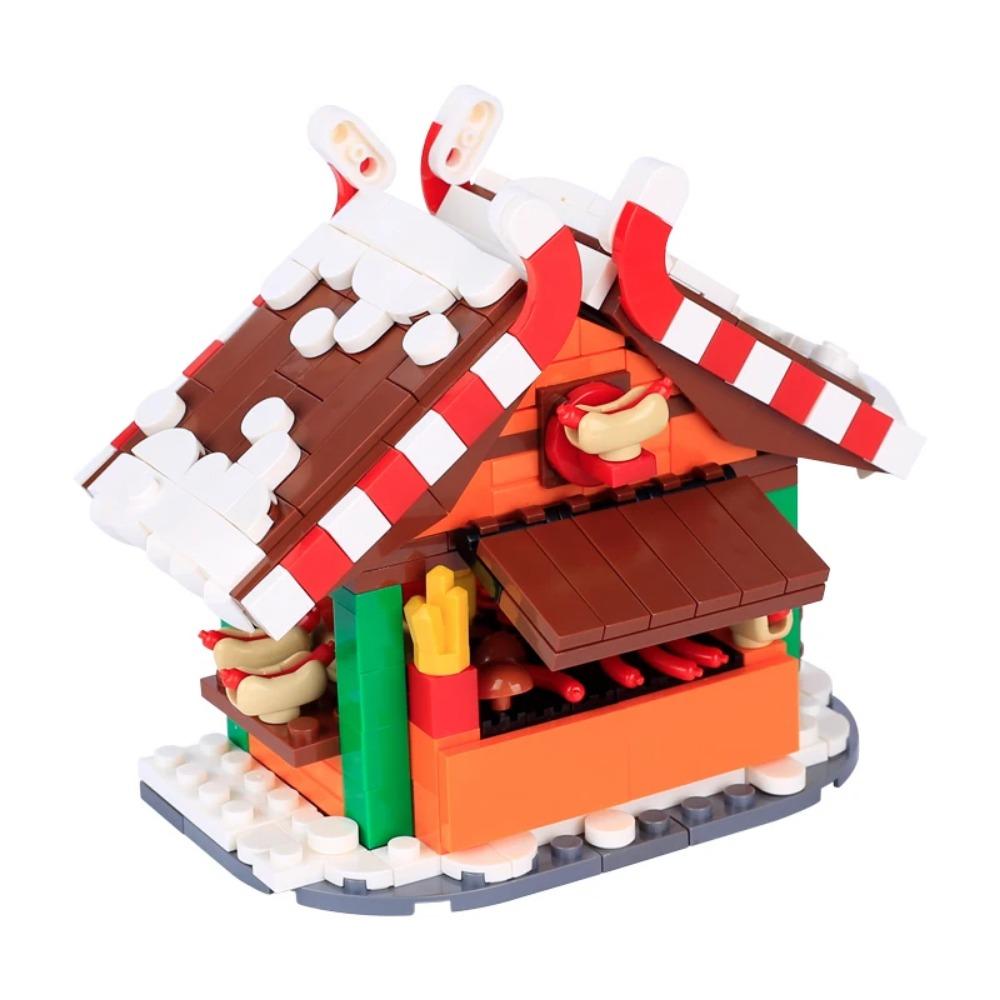 MOC City Christmas Building Blocks Figure Elk Sleigh Tree Garland Cape Coat Fireplace Candy Cane Snack Stand DIY Gift Toys K032