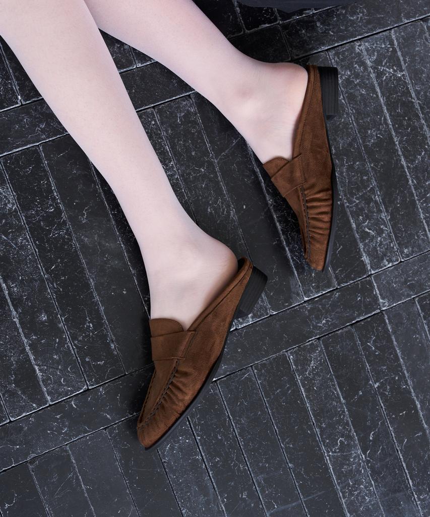 NUUS Maia Shirred Penny Loafer Mules [N139]_2Color