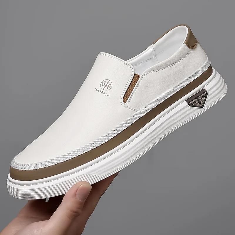 Модные весенне-осенние повседневные кожаные туфли на платформе для мужчин, дизайнерские новые мужские туфли для сноубординга с мягкой подошвой, повседневные мужские кроссовки