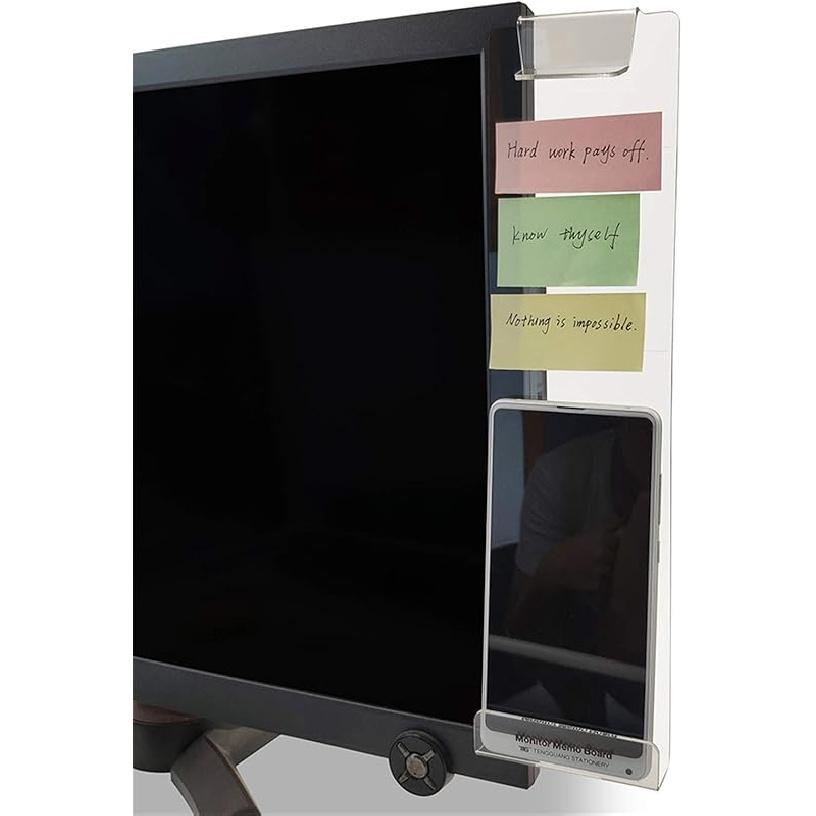 MA Fashion Multifunction Utility Acrylic Transparent Computer Monitors Side Panel/Memo Pads/Message Boards/Sticky Boards for Computer Screen, 1 Set
