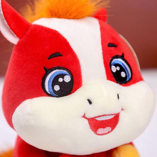 Plush Horse Hugging Fish Doll Soft Skin-friendly Stuffed Animal 2026 New Year Red Horse Plushie Festive Symbol for Success