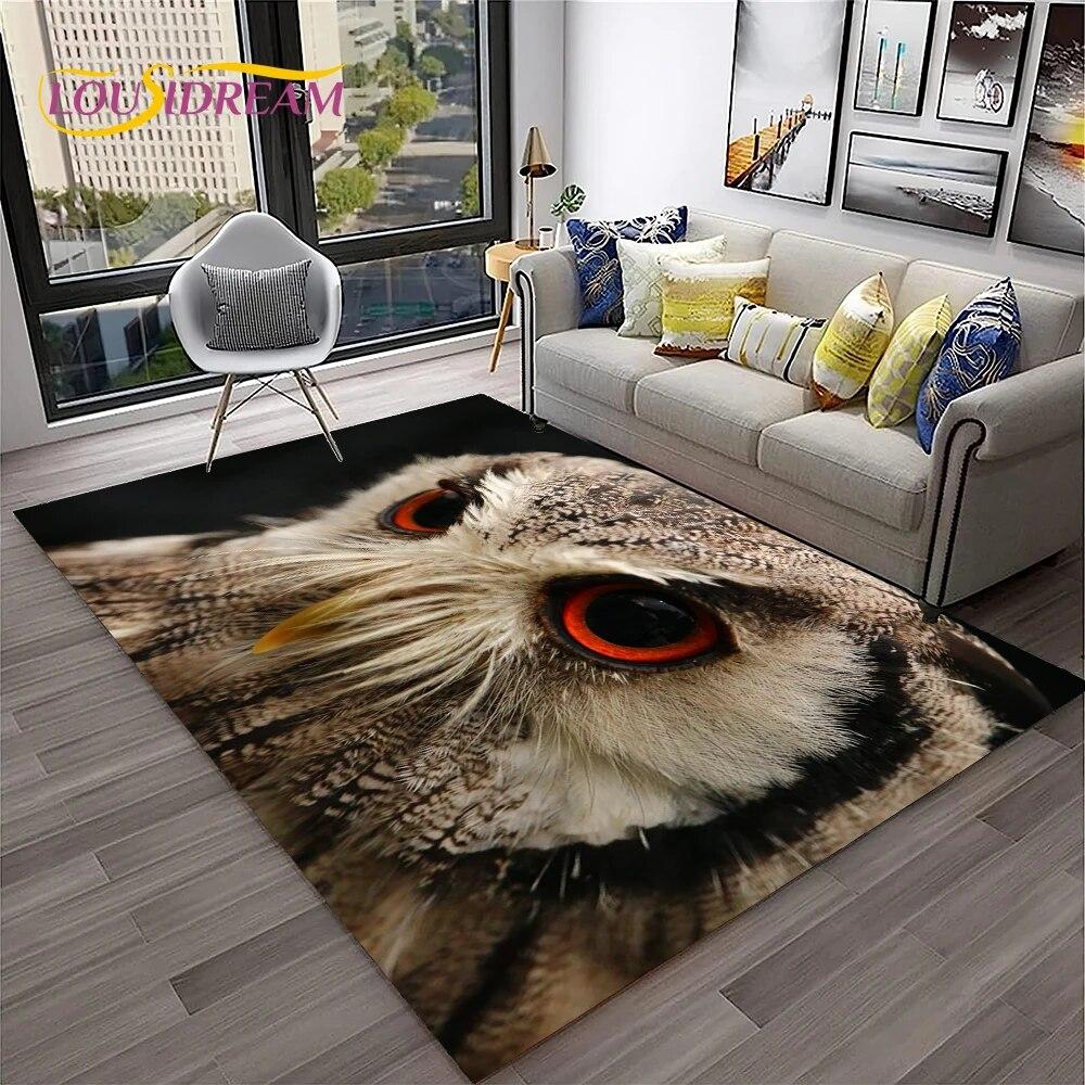 3D Cartoon Cute Owl Series Carpet Rug for Home Living Room Bedroom Sofa Kitchen Doormat Decor,Child Area Rug Non-slip Floor Mat