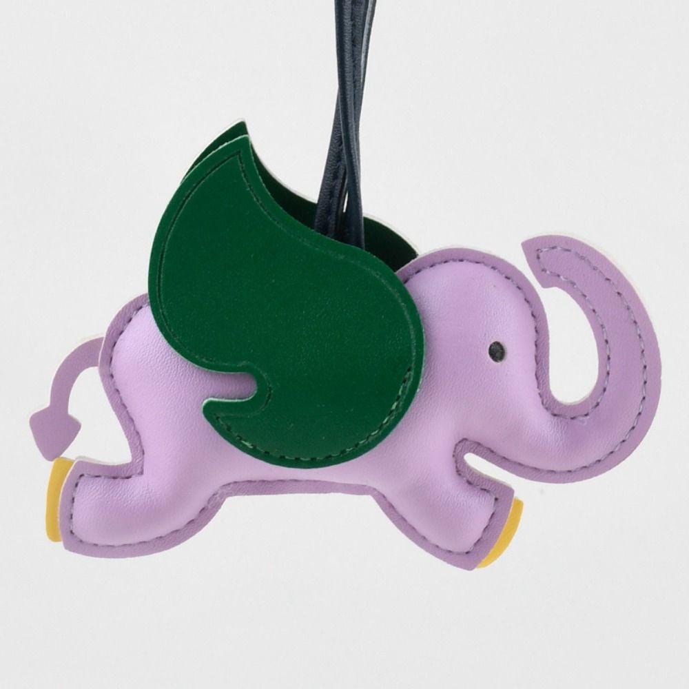 Animal PU Leather Hanger Car Keyring Bag Pendant Trendy Flying Wings Elephant Keychain  Women
