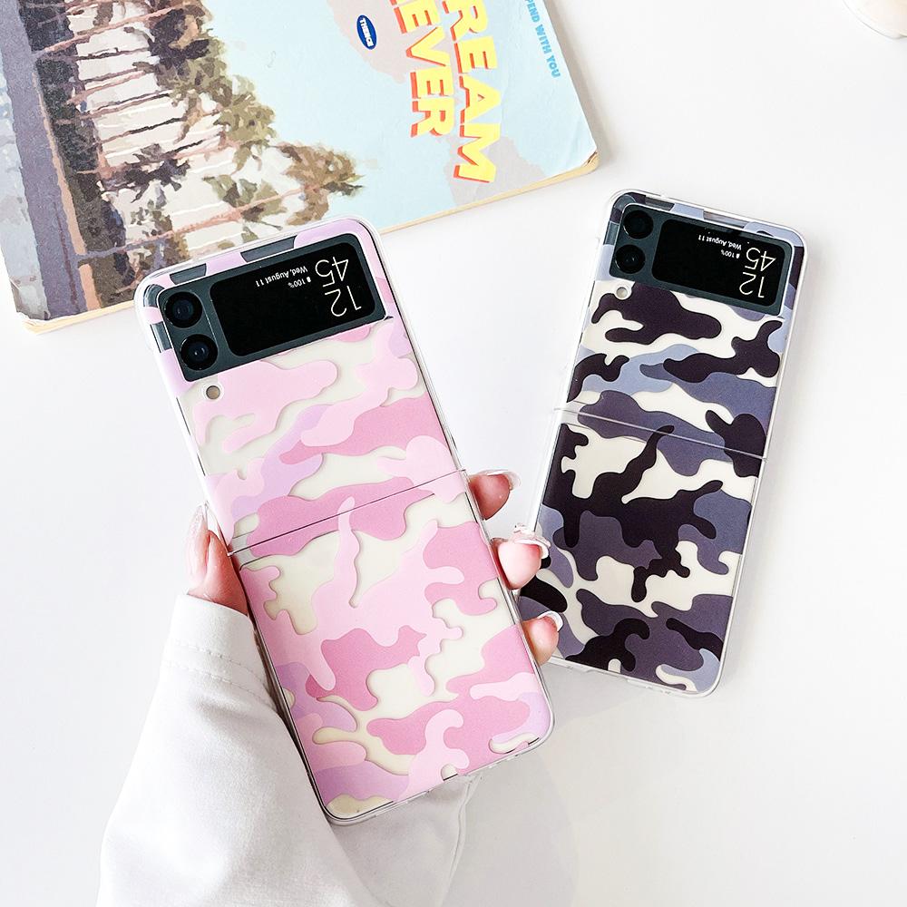 Чехол для Samsung Galaxy Z Flip 4 3, прозрачный противоударный чехол с камуфляжной окраской, жесткая задняя крышка для ПК, чехол для Samsung Zflip4 Flip3 5g