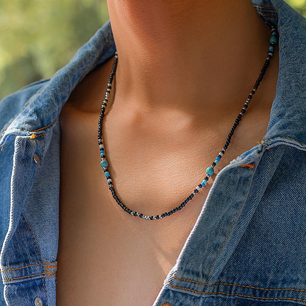 Bohemian Mizhu Necklace Men's Tide High Sense Splicing Clavicle Chain Simple Men's Jewelry